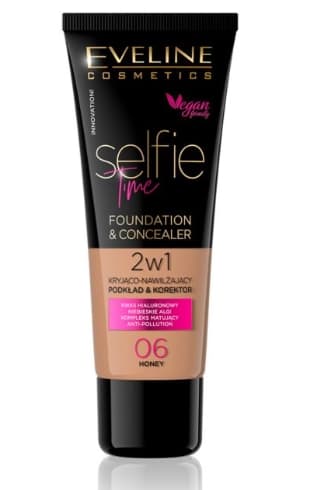 Eveline Selfie Tid Foundation-Concealer 2-i-1 06 Honey 30 ml