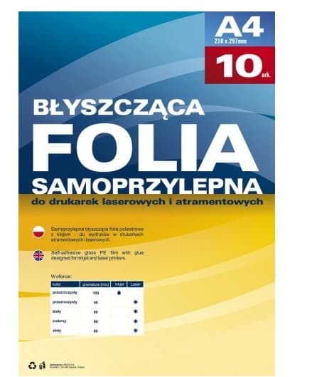 Selvklæbende folie til laserprintere i A4-format
