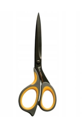 Kontor saks, ergonomiske, gule, længde 17,5 cm.