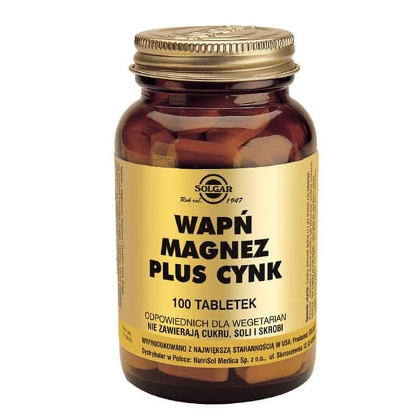 Solgar Kalcium Magnesium + Zink 100 tabletter