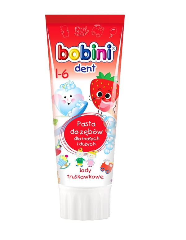 Bobini Børnetandpasta Jordbæris, 75 ml, Alder 1-6 År