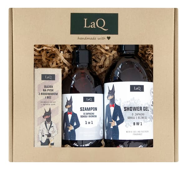 LaQ Doberman Sæt: Gel 500 ml + Shampoo 300 ml + Olie 30 ml
