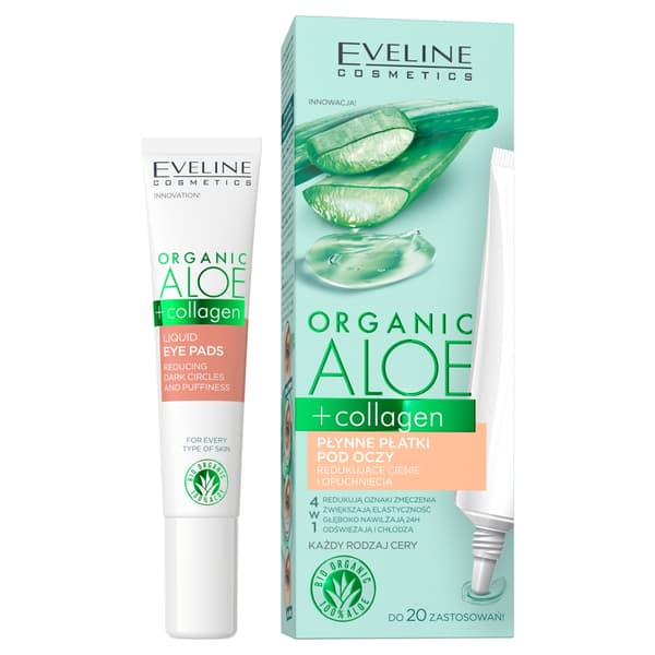 Eveline Cosmetics Økologisk Aloe + Kollagen Øjencreme til reduktion af mørke rande og hævelser, 20 ml
