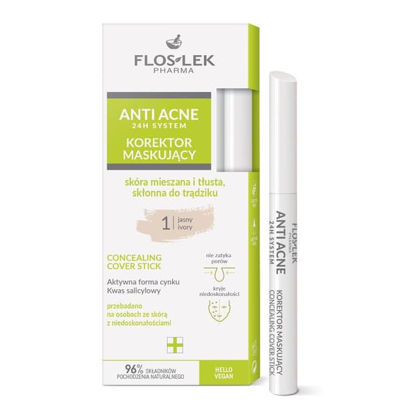 Flos-Lek Anti Akne 24h Järjestelmä Peitevoide 1 Vaalea, 1 kpl