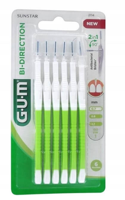 Sunstar Gum Bi-Direction Interdentalbørster, Dobbeltsidet Cylinderformet, 0,7mm, 6 stk