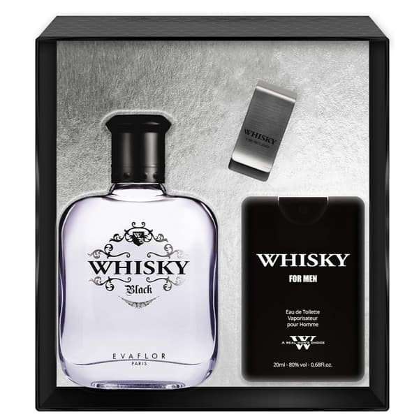 Evaflor Whisky Black Toiletvand Sæt: 100 ml + 20 ml med Pengeklips
