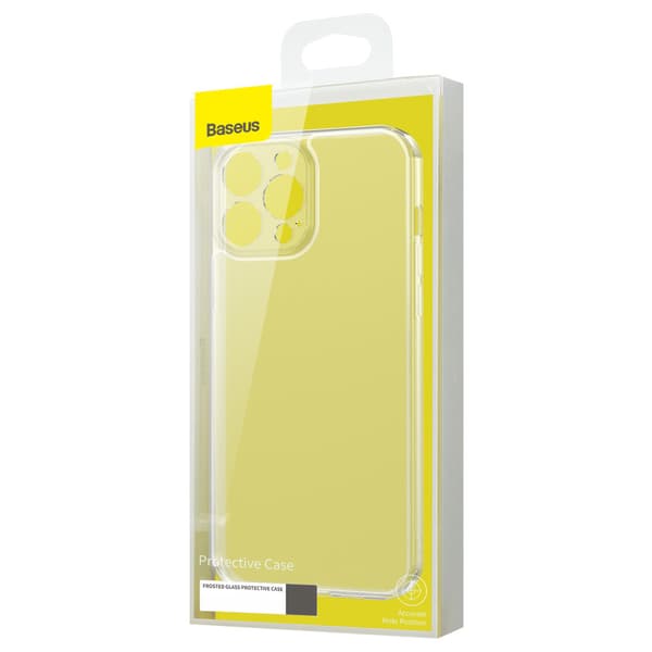 Baseus Frostet Glas Cover til iPhone 13 Pro - Solid sort ramme med gel kant (ARWS001001)