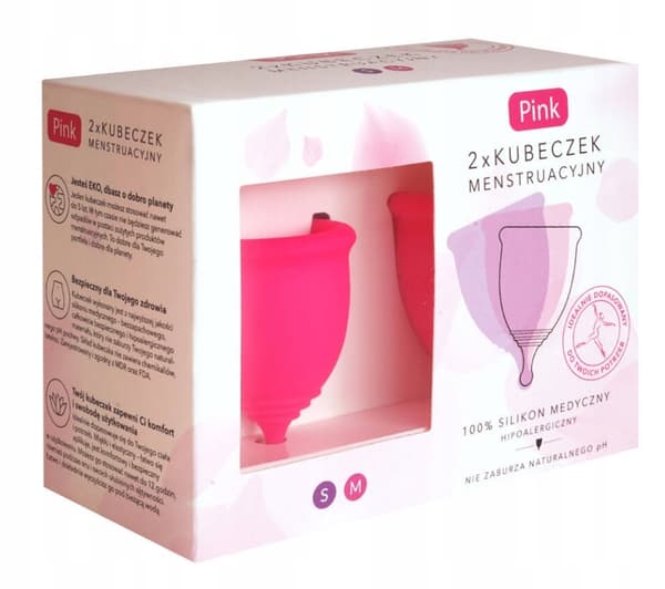Pink Menstruationskop S, M - 2 Stk.
