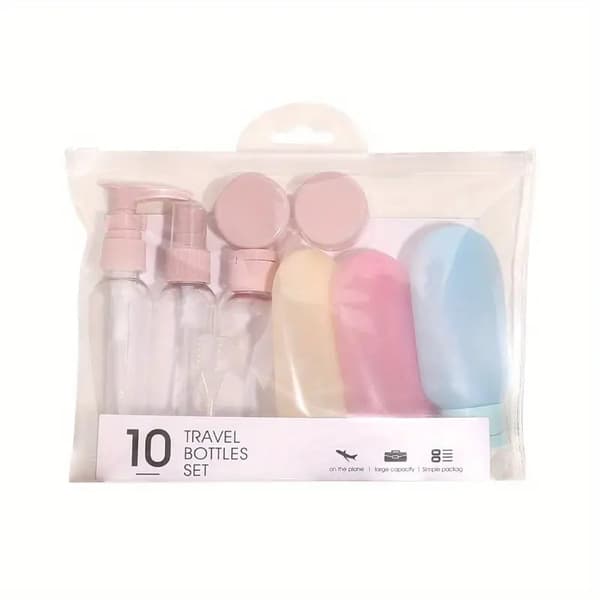 Ecarla Rejsesæt af Rejsebeholdere til Kosmetik, 10 Dele