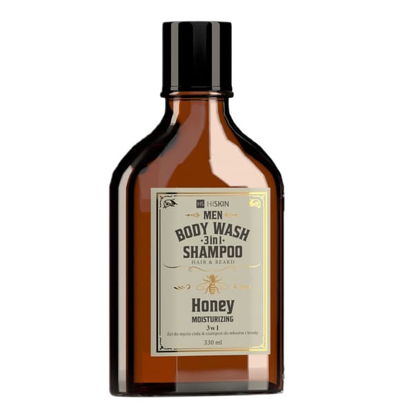 HiSkin Miesten 3-in-1 Viski Vartalonpesugeeli ja Shampoo Hunajalla, 330 ml