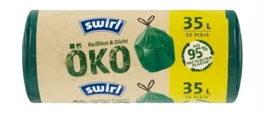 Korkealaatuiset 35 litran jätesäkit kahvoilla, Saksasta tuotu, 12 kpl