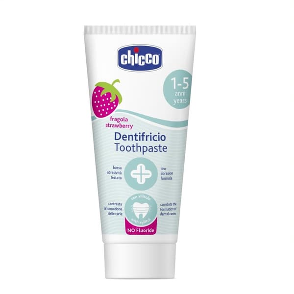 Tandpasta fra Chicco uden fluor, jordbærsmag, til børn 1-5 år, 50 ml