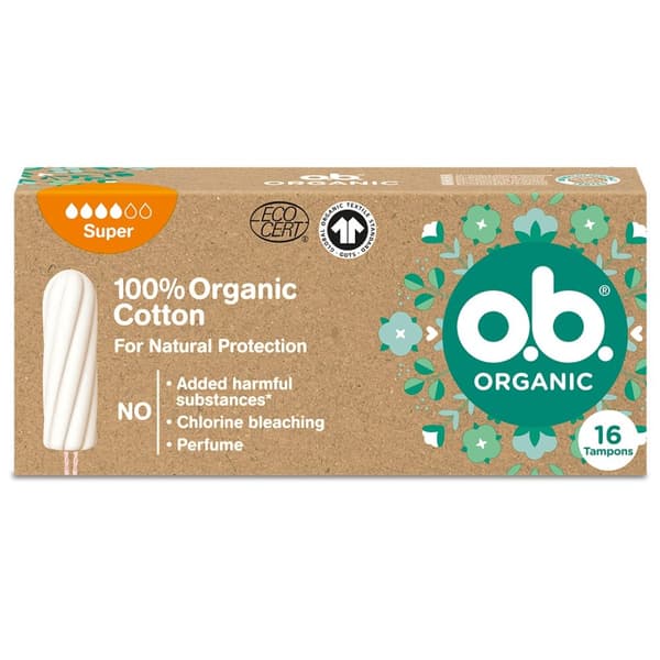 O.B. Økologiske Tamponer Super, 16 stk.
