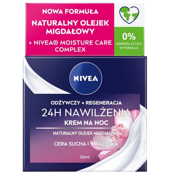 Nivea Nourishing Nattkräm för 24-timmars Återfuktning och Regenerering, 50 ml