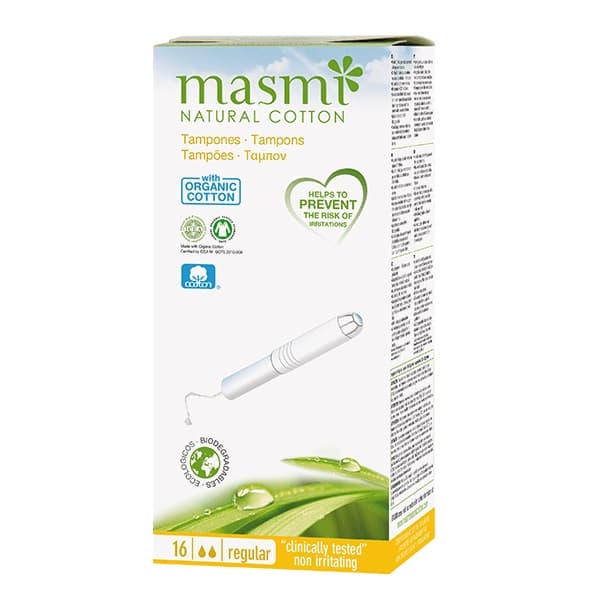 Masmi Økologiske Bomuldstamponer med Applikator, Regular, 16 stk.