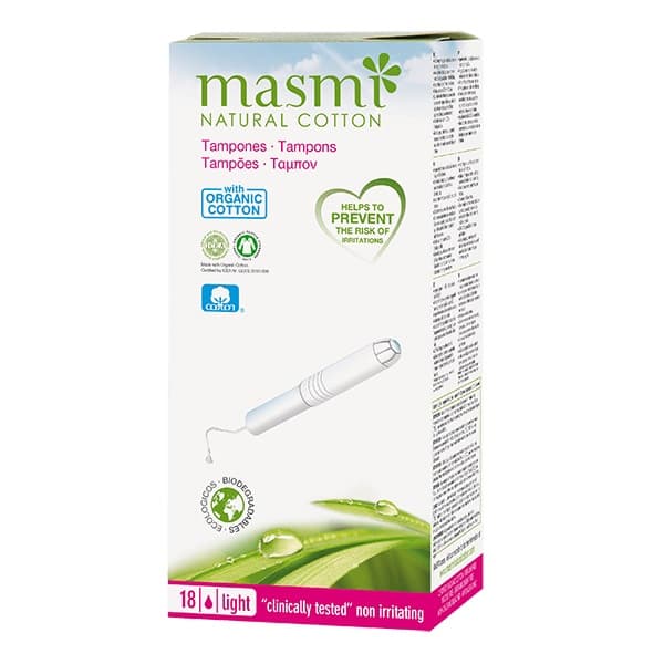 Masmi Organisk Bomuldsapplikator Tamponer, Lys, 18 stk.