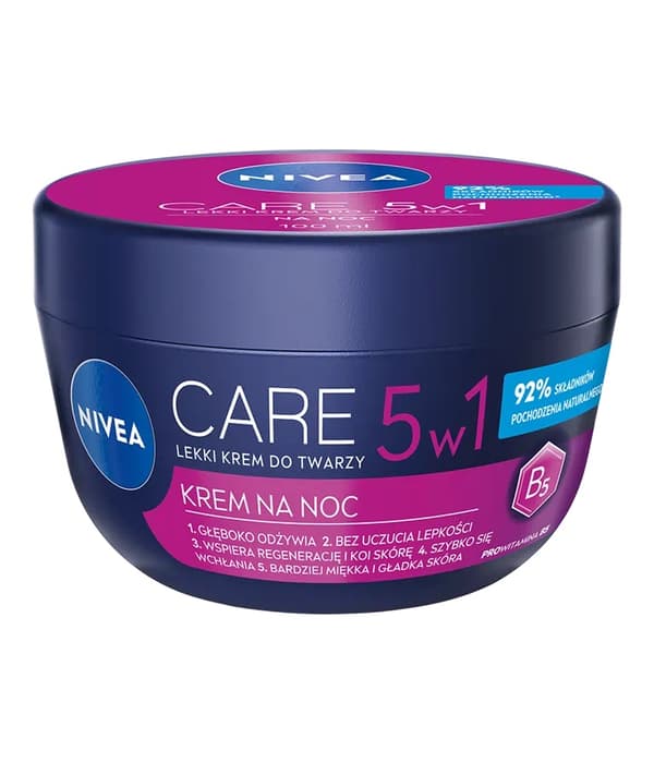 Nivea Care 5w1 Kevyt yövoide kasvoille, 100ml