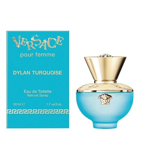 Versace Dylan Turquoise Pour Femme Eau de Toilette, 50 ml - Feminin doft med en uppfriskande havstema. Lätta noter av frisk citrus och söt blommighet.