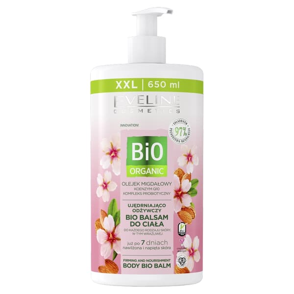 Eveline Cosmetics Bio Organic Fastspændende Nærende Kropsbalsam med Mandelolie, 650ml
