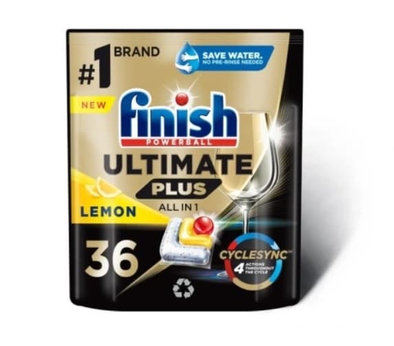 Finish Ultimate Plus Kaikki yhdessä Lemon Kapselit tiskikoneeseen, 36 kpl