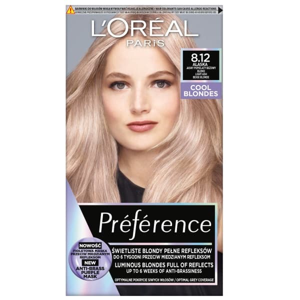L'Oreal Paris Preference Vaalea Hiusväri 8.12 - Korostaa Viileän Alaska Sävyjä