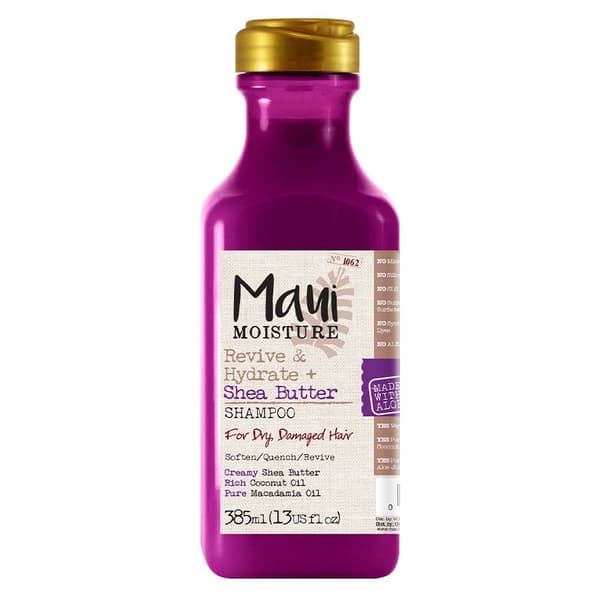 Maui Moisture Genopliver & Hydrerer + Shea Butter Shampoo til tørt og beskadiget hår, 385ml