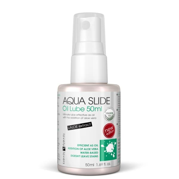 Skønne Elskendes Aqua Slide Olie Glidecreme Intimvæske på vandbaseret med Aloe Vera, 50 ml