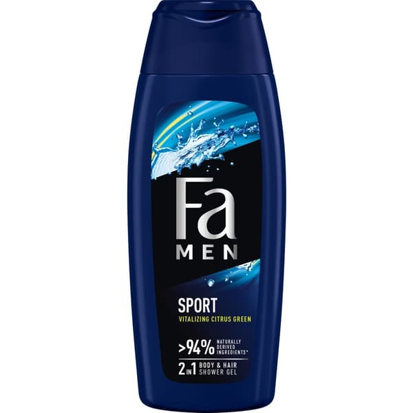 Fa Men Sport Duschgel med Gröna Citrusfrukters Doft, 2-i-1 Formula, 400 ml