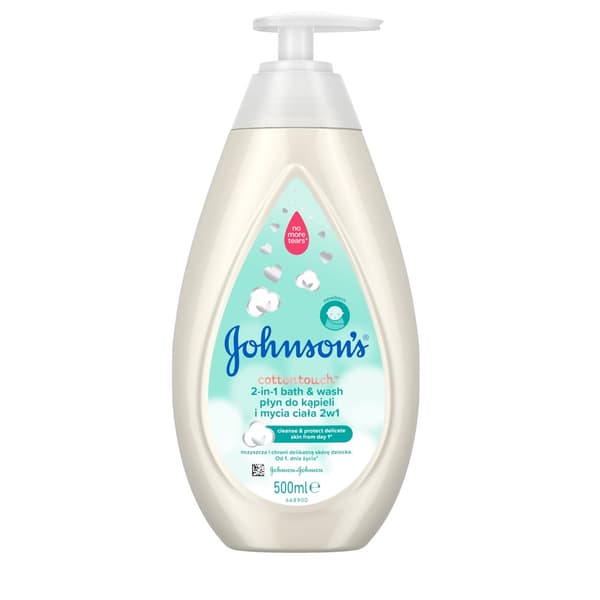 Blidt bad- og kropsvask Johnson's Cotton Touch, 500 ml.