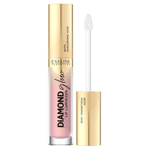 Eveline Cosmetics Diamantglød Læbe Luminizer Lipgloss med Hyaluronsyre 03 Karamelis, 4,5 ml