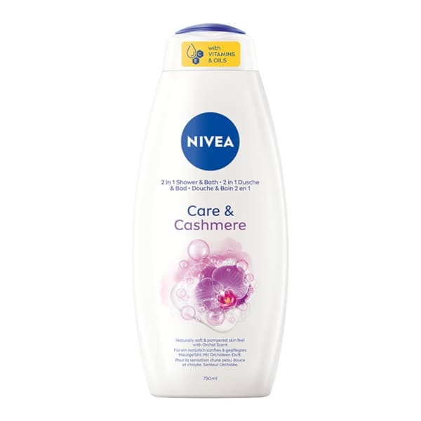 Nivea Suihkugeeli & Kylpyvaahto 2in1 Care & Cashmere, 750 ml