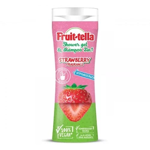 Fruittella Kaksivaikutteinen Suihkugeeli & Shampoo Mansikka, 300 ml