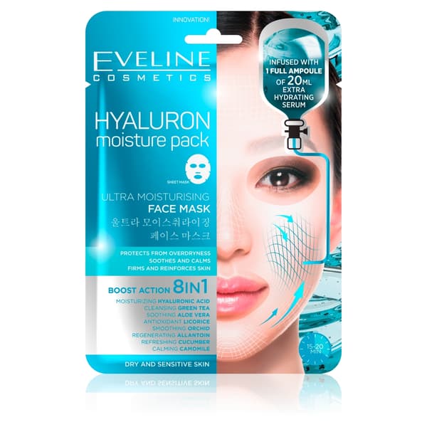 Eveline Ark Mask Hyaluron Ultrafuktande Ansiktsmask, 1 Styck