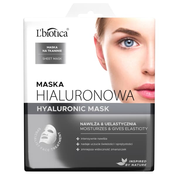 L'biotica Hyaluronsyramask på tyg - återfuktar och gör huden elastisk, 23 ml