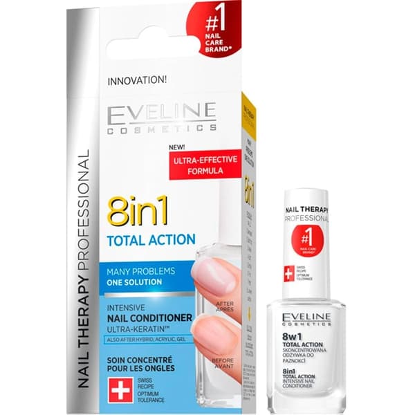 Eveline Nagelterapi Professionell 8-i-1 Total Action Koncentrerat Nagelvård, 12 ml