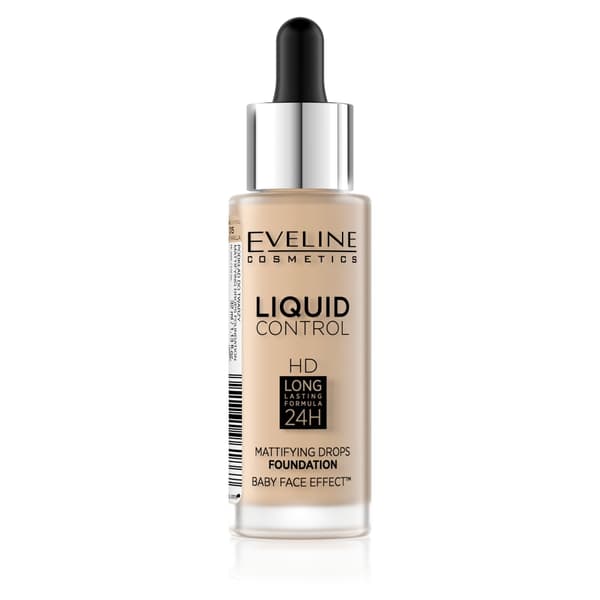 Eveline Liquid Control HD Foundation med Dropper 015 Light Vanilla, 32 ml