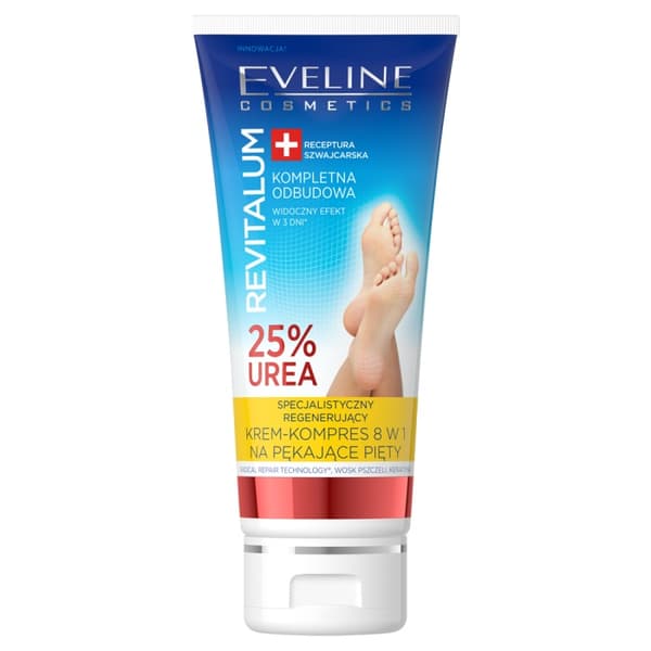 Eveline Revitalum 25% Urea 8-i-1 Regenererande Fotkräm-kompress för Spruckna Hälar, 100 ml