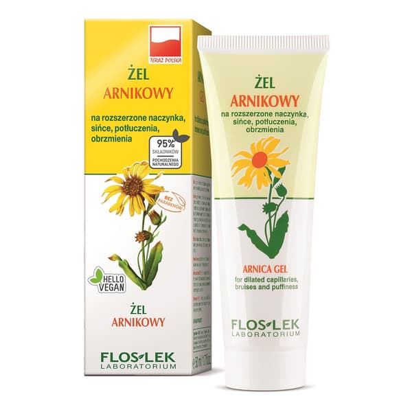 Flos-Lek Arnika Gel för Förstorade Kapillärer, Blåmärken och Svullnad, 50 ml