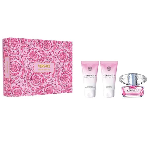 Versace Bright Crystal Toaletivesi, 50 ml + Suihkugeeli, 50 ml + Vartalovoide, 50 ml Lahjasetti