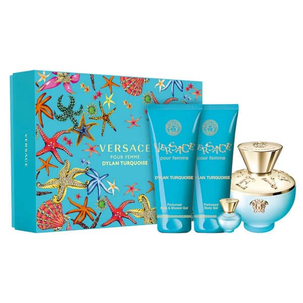 Versace Dylan Turquoise Pour Femme Eau de Toilette - Setti: 100 ml + 5 ml Tuoksu, 100 ml Suihkugeeli, 100 ml Vartalogeeli