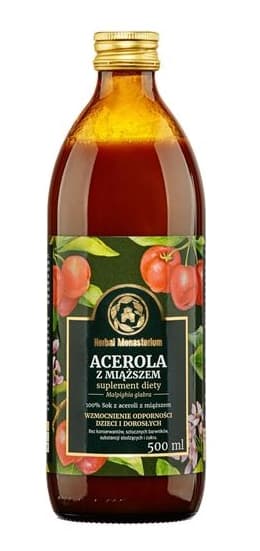 Acerola saft med pulp, Herbal Monasterium, 500 ml.