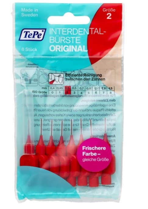 Interdentalbørster fra TePe, Rød, 0,5 mm, 8 Stykker