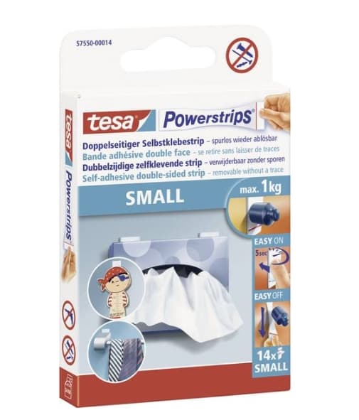 Tesa Powerstrips Plastre til Plakater, Små, 14 stk. Alt-i-én løsning! Nemme at bruge, skånsomme, perfekte til indretning.