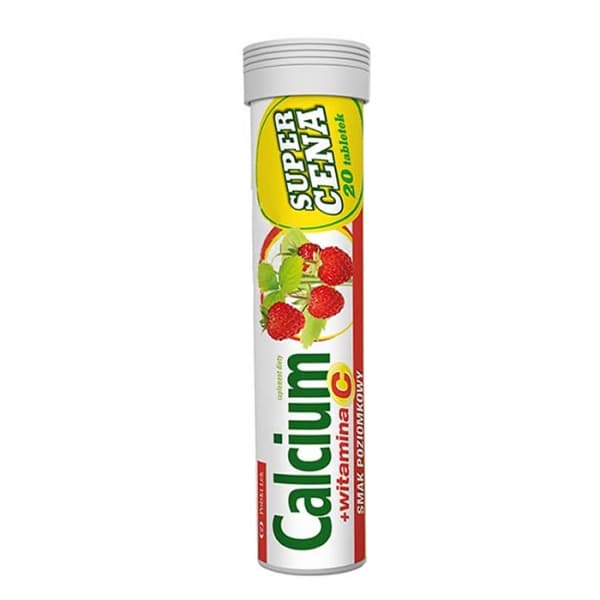 Kalsium ja C-vitamiinilla, Vadelmanmakuiset Poretabletit - 20 kpl.
