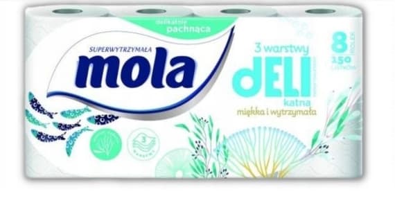 Toiletpapir Mola, 8 ruller, Blød og Holdbar