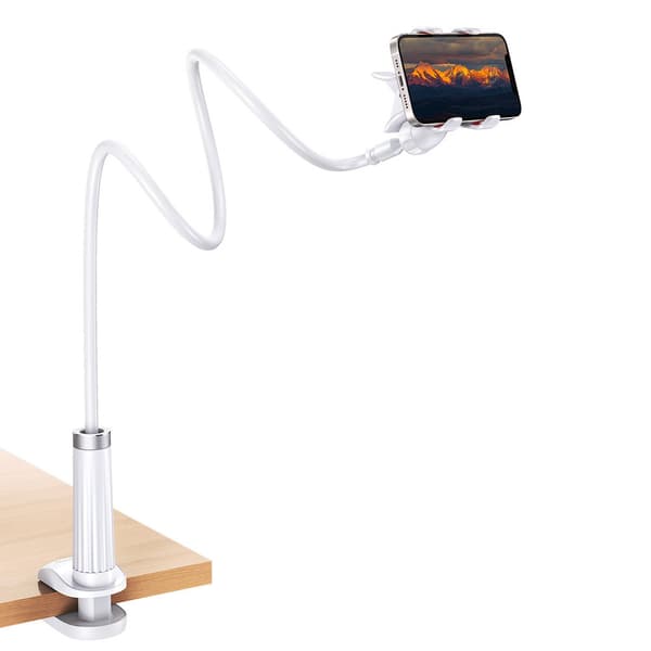 Ugreen universal mobil- og tabletholder med fleksibelt stativ-arm, op til 12 cm bredde, i hvid (30488 LP113) Hvid