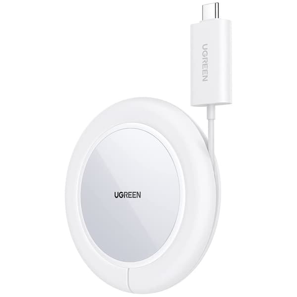 Ugreen CD245 Qi MagSafe 15W Trådløs Oplader med USB-C Kabel - Hvid