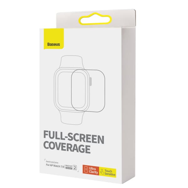 Tvåpack Baseus NanoCrystal Skärmskydd för Apple Watch 7/8/9 41mm med Installationskit - Transparent