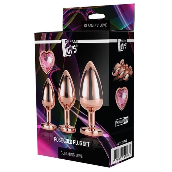 Dream Toys Säteilevä Rakkaus Ruusukultainen Anustappisetti, 3 kpl