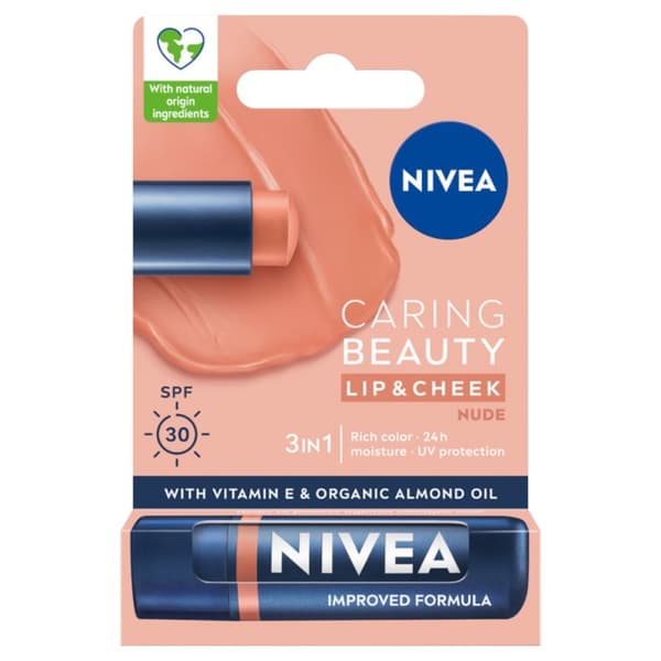 Nivea Plejende Læbepomade 3-i-1 Nude, 4.8 g